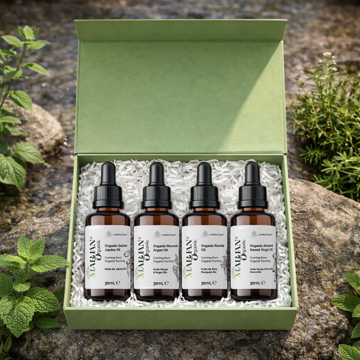 Solar Glow Skincare Set – Organic Daytime Face & Body Oil Kit – Almond, Rosehip, Argan & Jojoba Oils