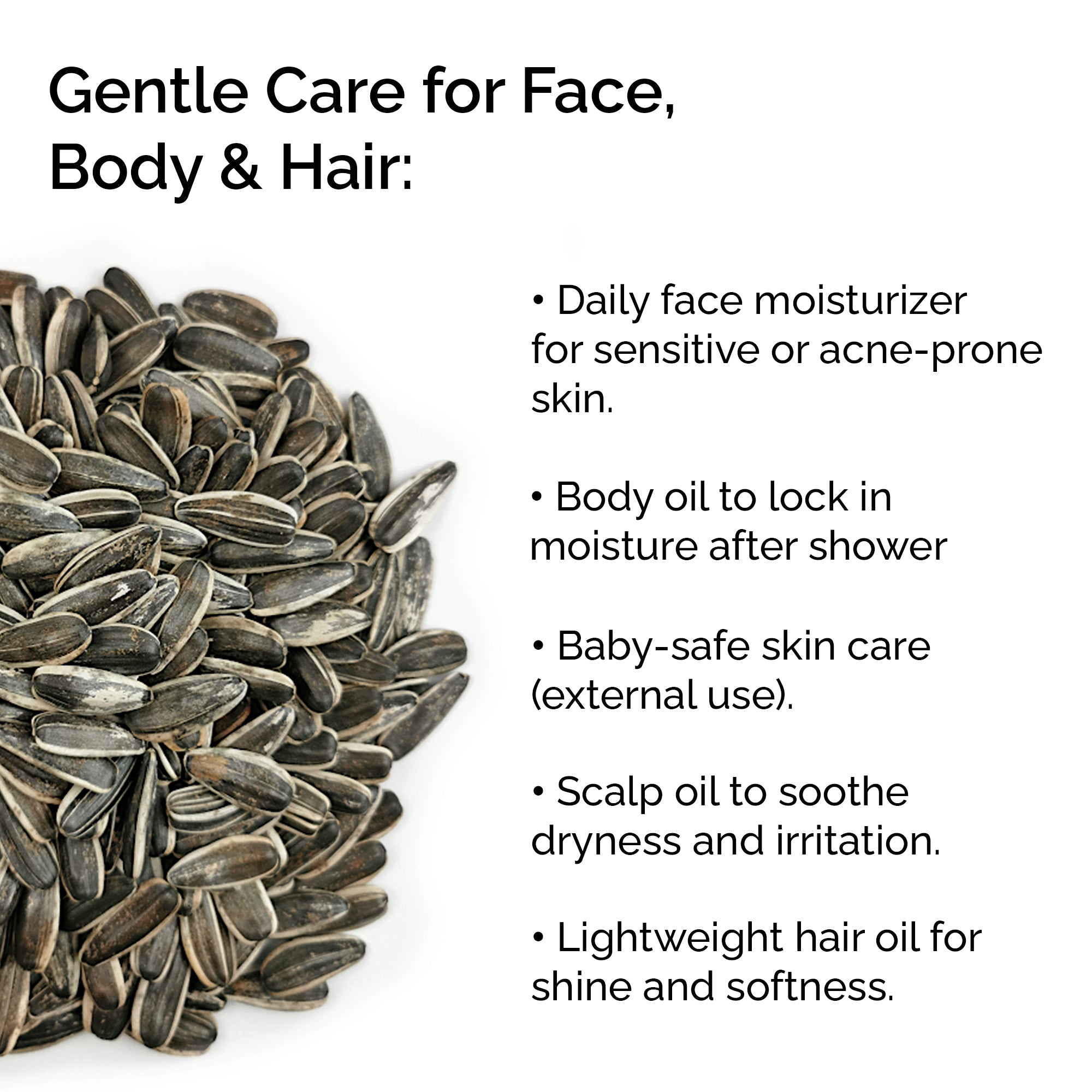 Organic Sunflower Oil 100% Pure & Cold-Pressed for Face, Body, Hair & Massage