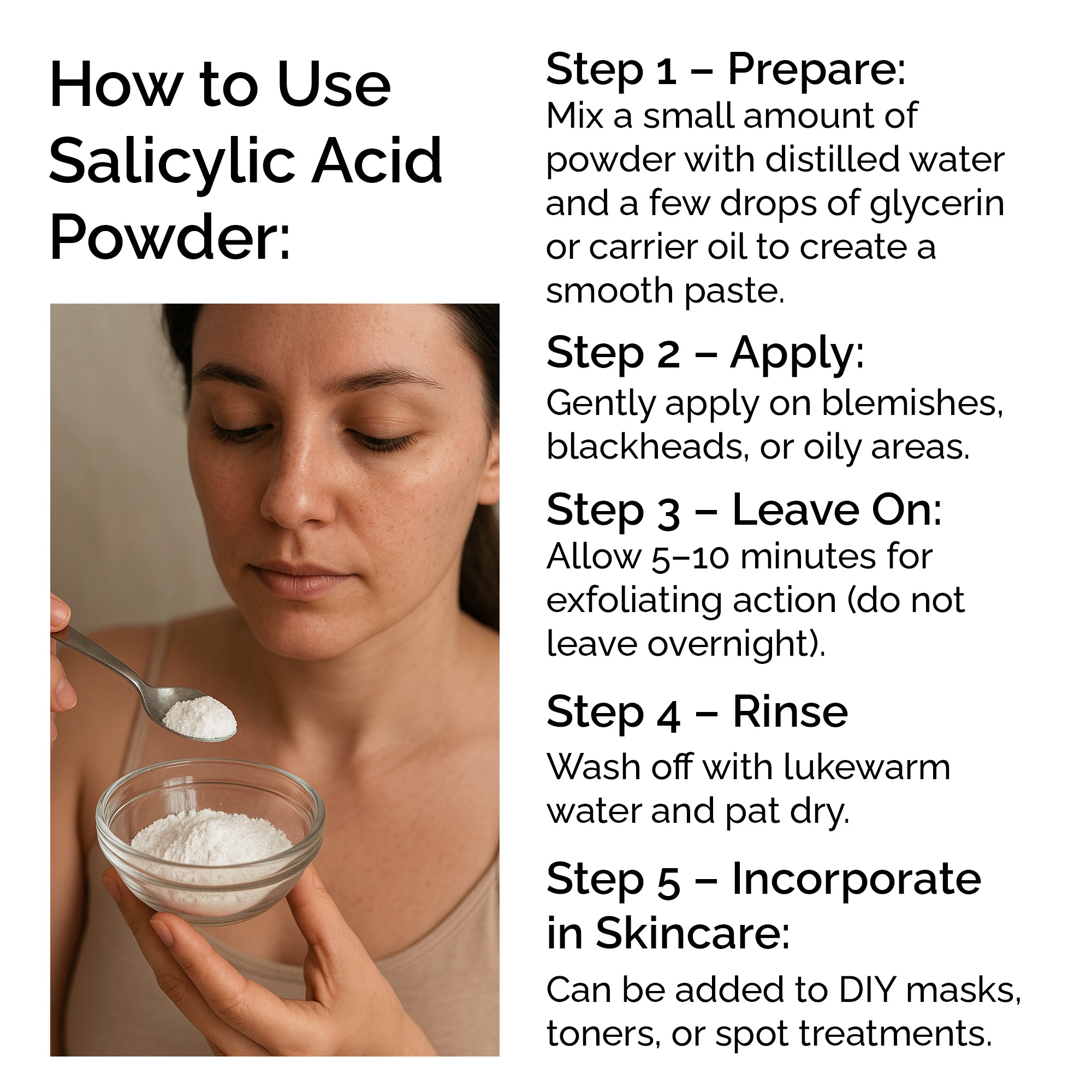 Salicylic Acid Powder – Cosmetic Grade for Face & Body, 30g