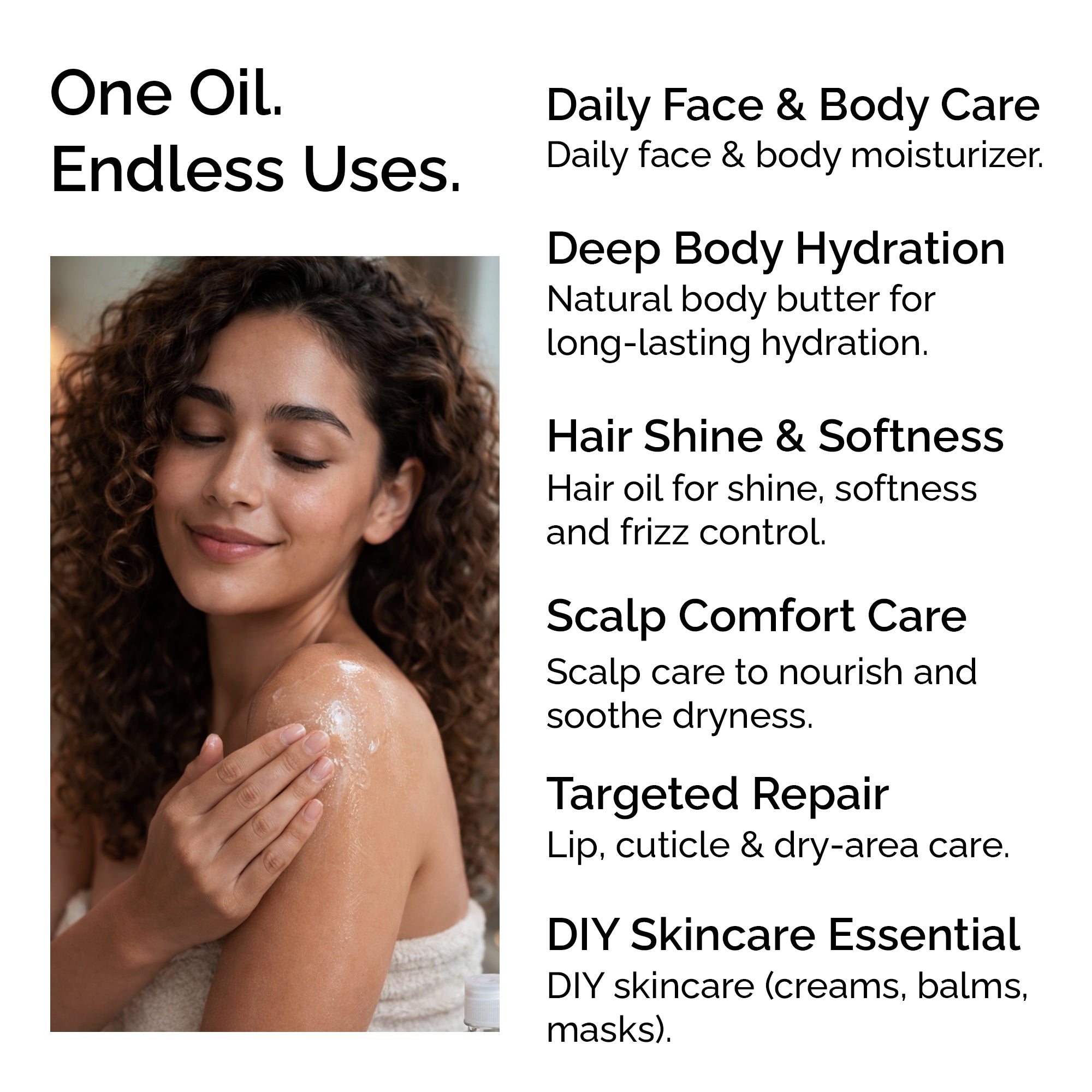 Organic Virgin Coconut Oil. Cold-pressed. Deep moisture for skin, hair & massage