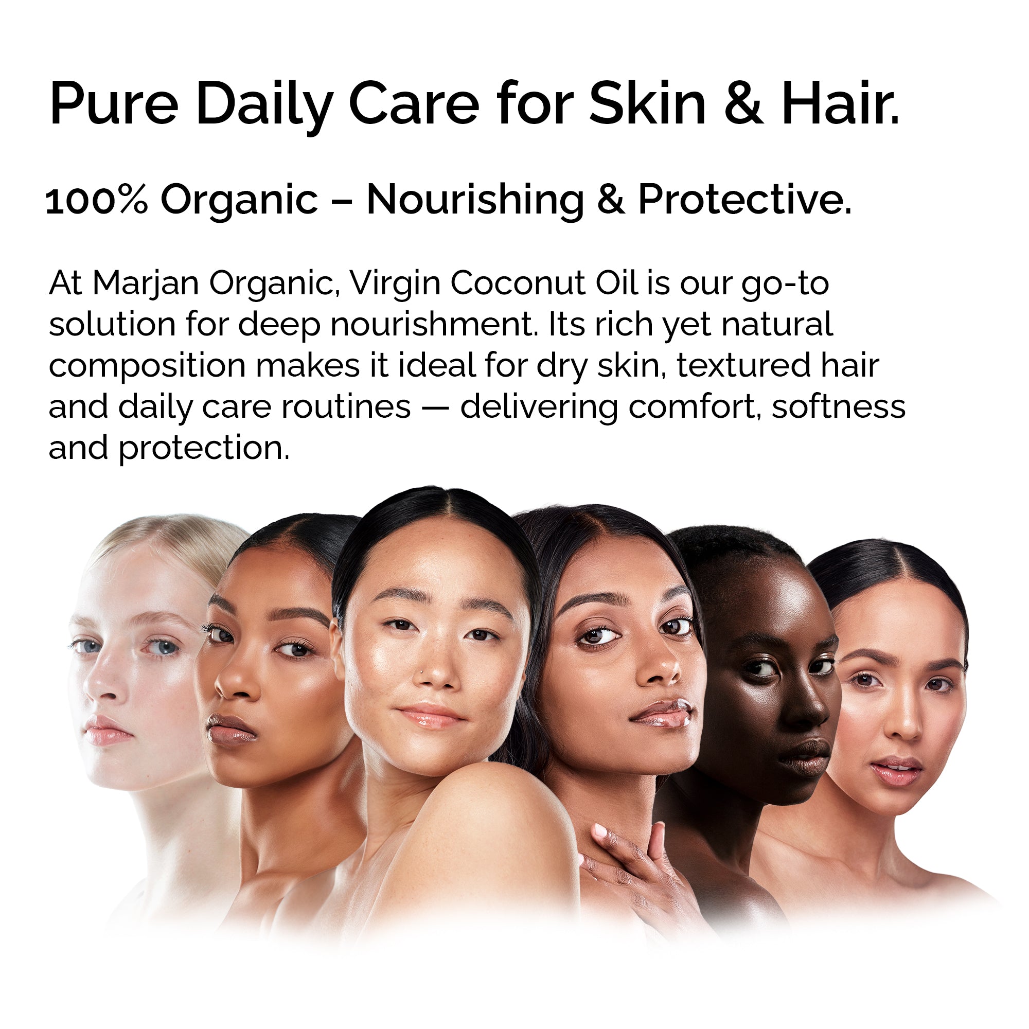 Organic Virgin Coconut Oil. Cold-pressed. Deep moisture for skin, hair & massage