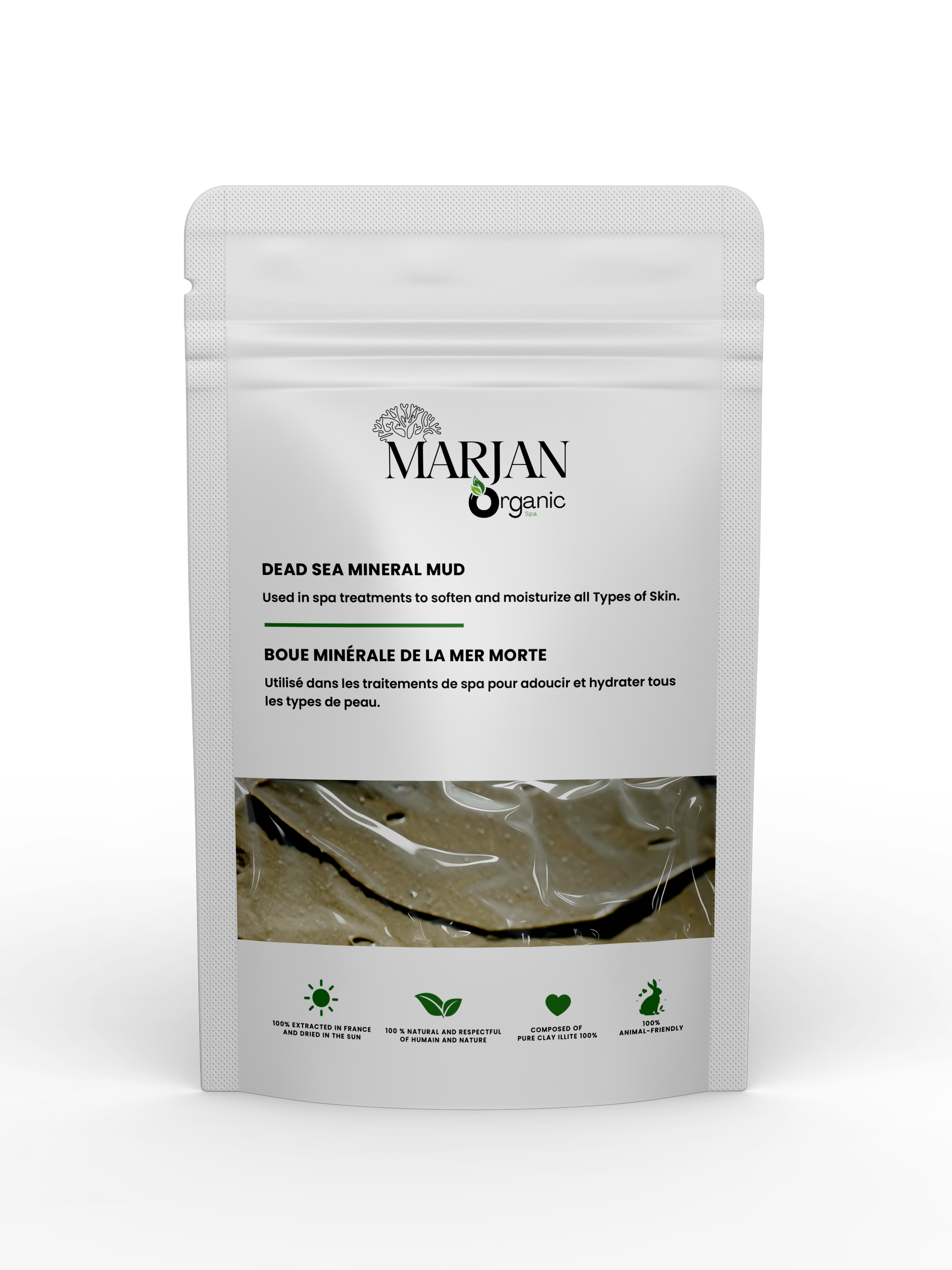 Boue minérale de la mer Morte – Masque purifiant naturel pour le visage et le corps.