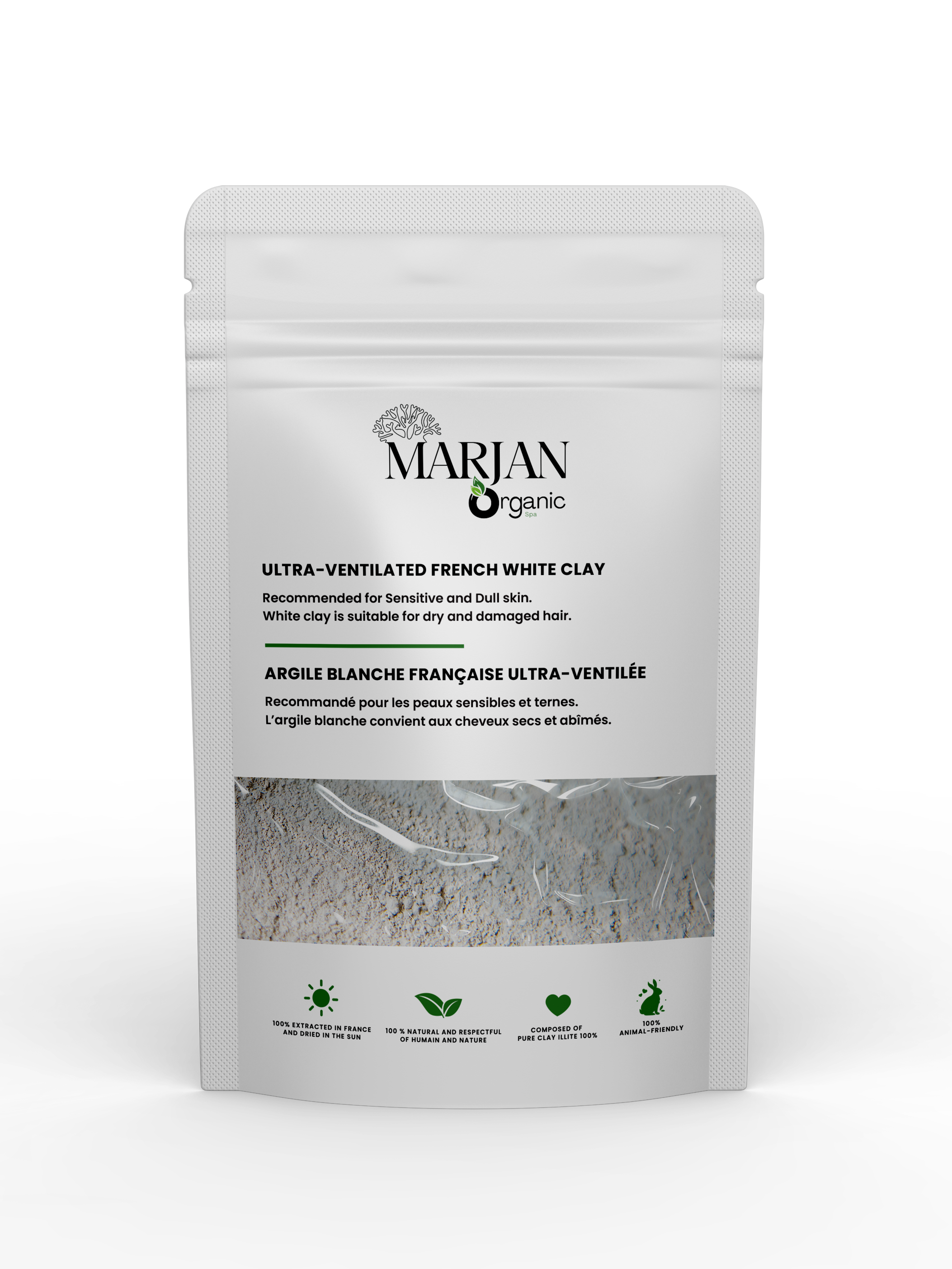 French White Clay – Ultra-Ventilated Powder for Skin & Hair Masks