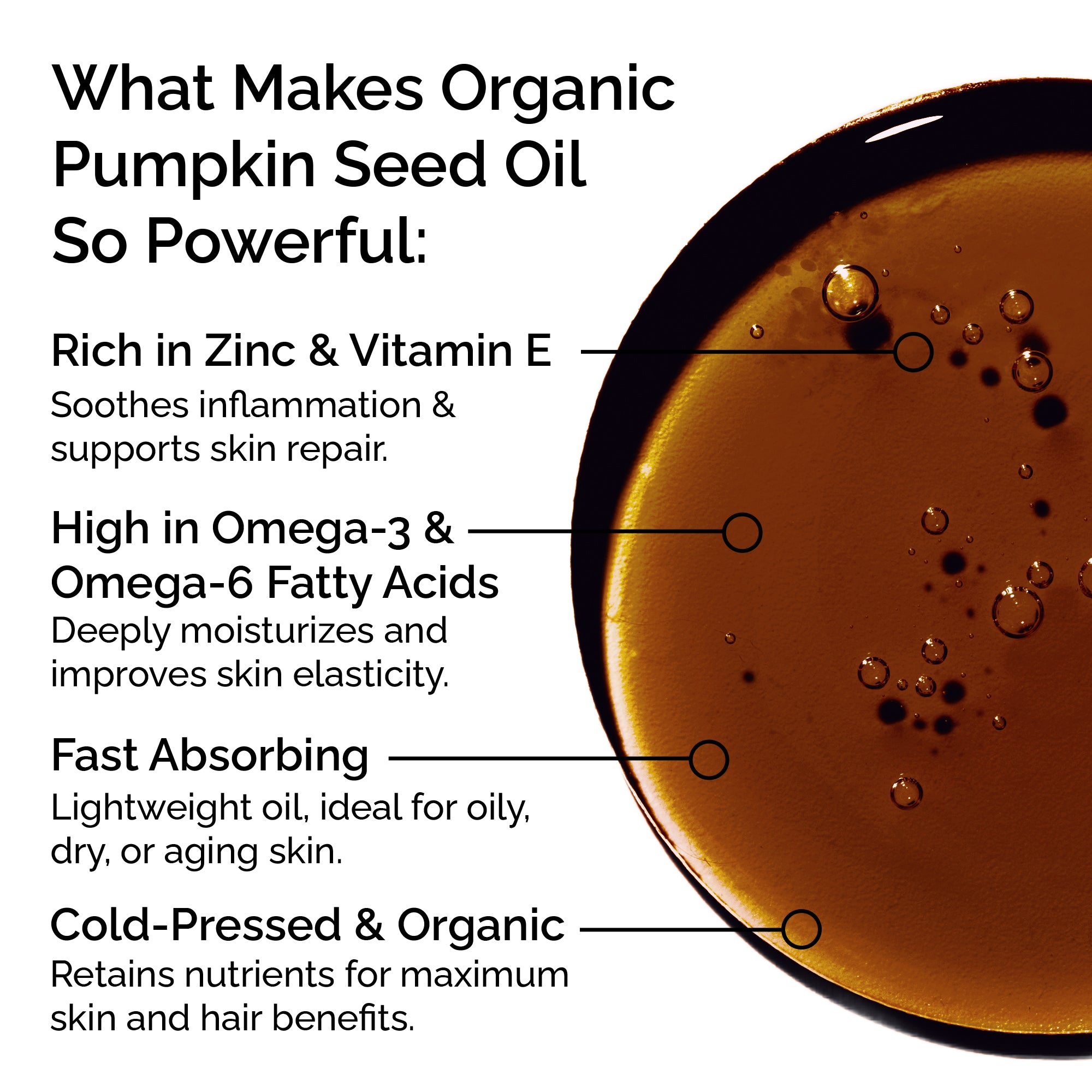 Organic Pumpkin Seed Oil 100% Pure Cold-Pressed for Face, Body & Hair