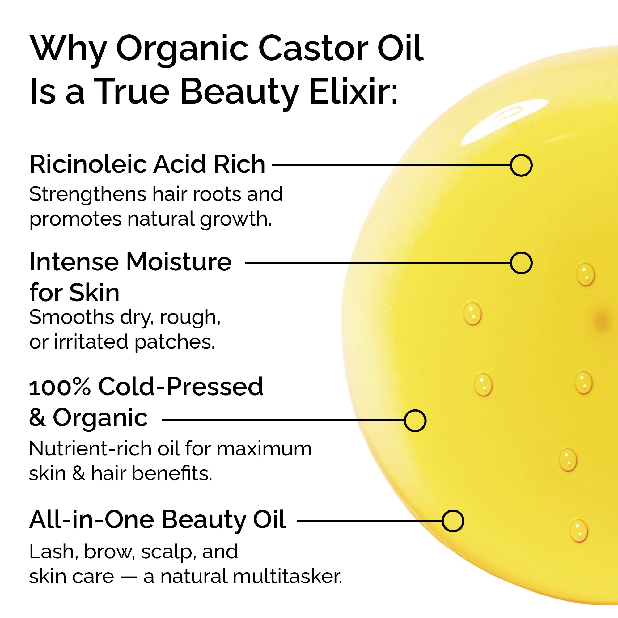Organic Castor Oil – 100% Pure, Cold-Pressed for Hair, Skin & Lashes