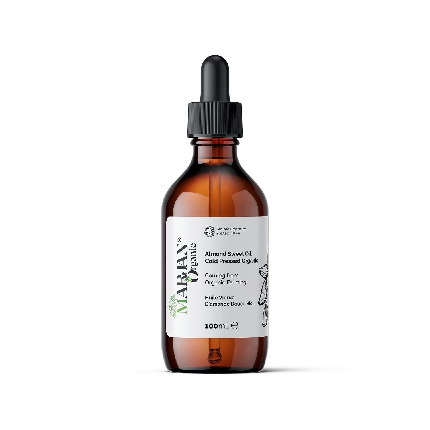 Organic Almond Sweet Oil - 100% Virgin, Cold-Pressed &amp; Certified by The Soil Association | Deep Hydration &amp; Soothing Care
