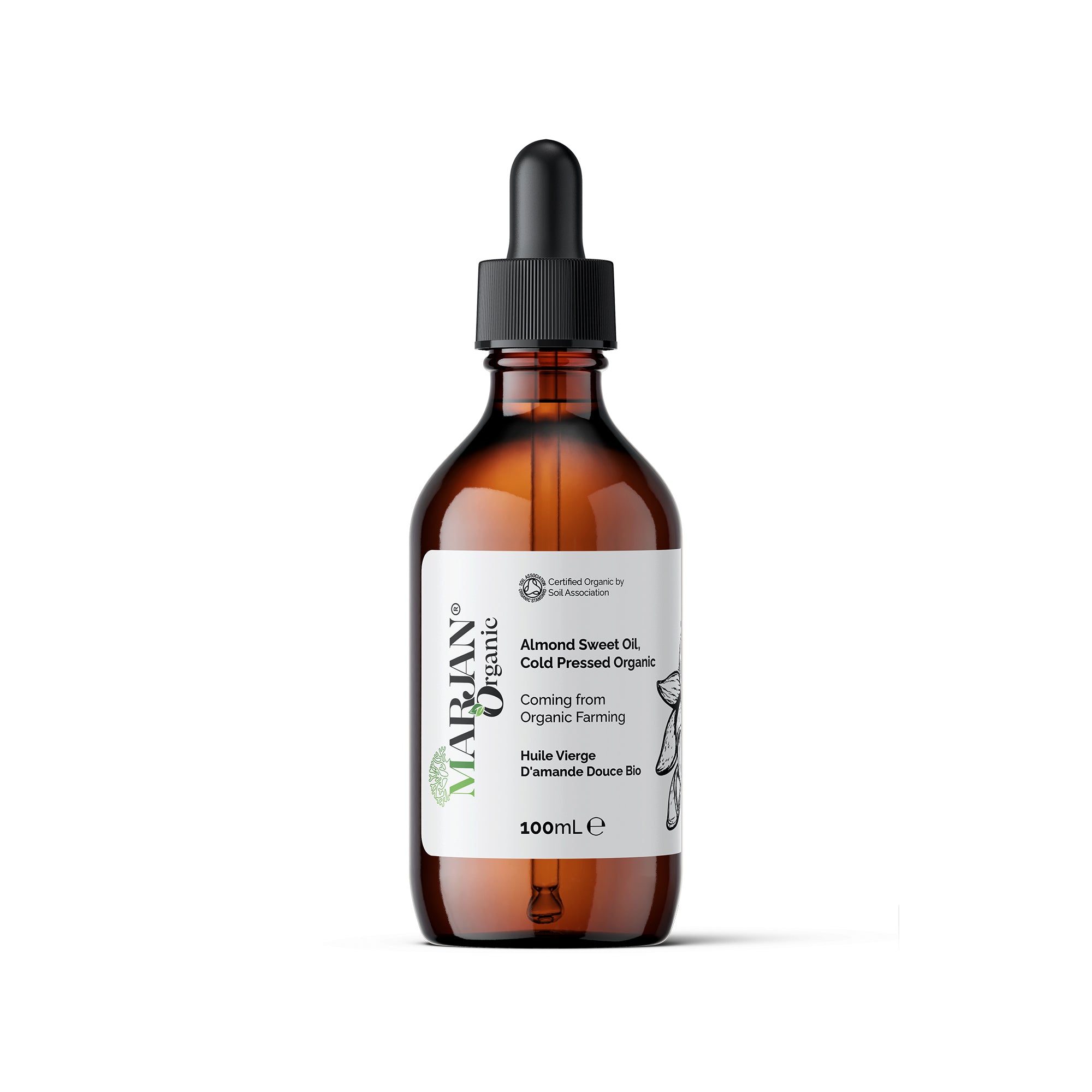 Organic Almond Sweet Oil - 100% Virgin, Cold-Pressed &amp; Certified by The Soil Association | Deep Hydration &amp; Soothing Care