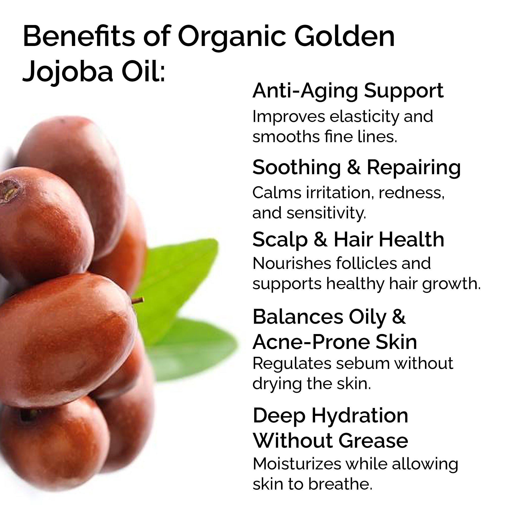 Organic Jojoba Oil – Cold Pressed 100% Pure Natural Oil for Face, Body, Hair &amp; Skin Care