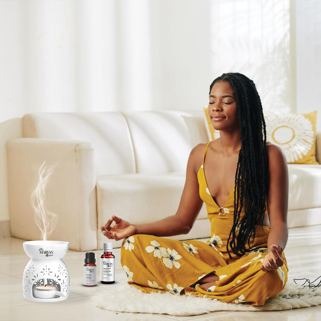 Gift Set Aromatherapy – Ceramic Diffuser + 5 Oils &amp; Tea Candles