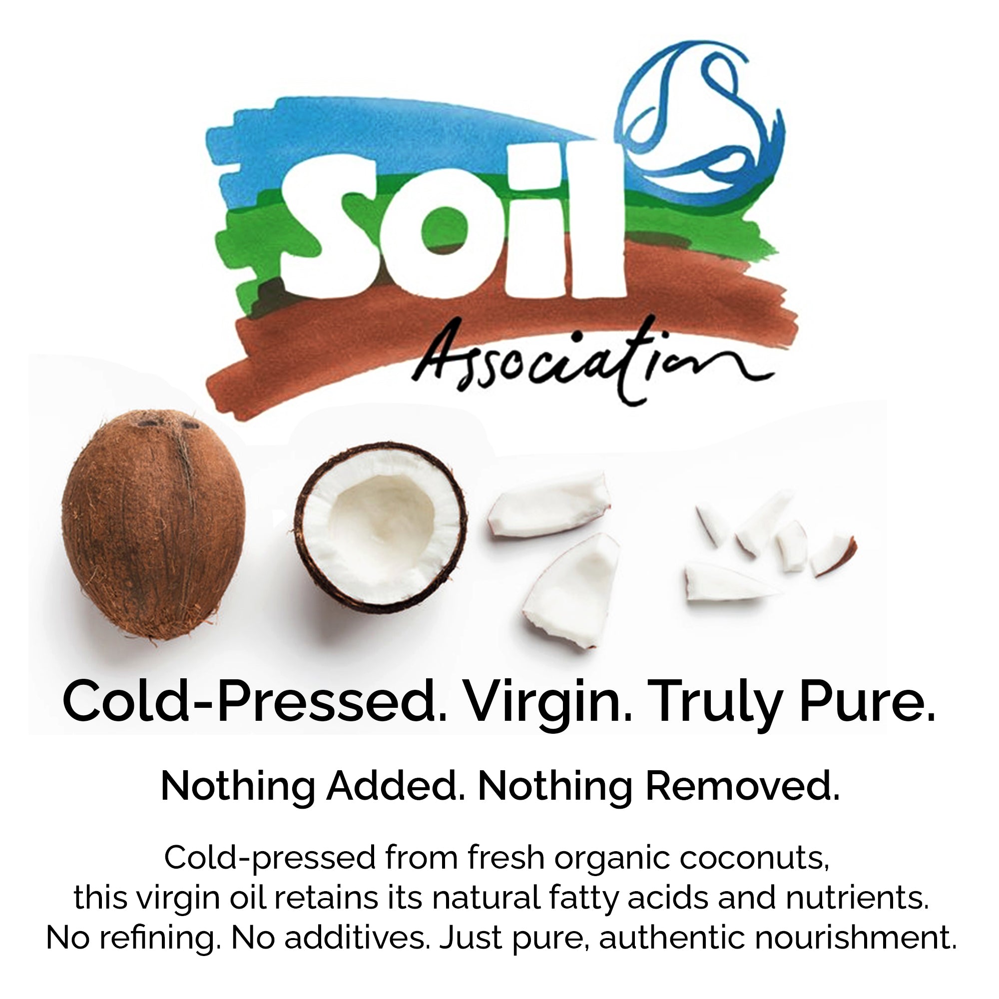 Organic Virgin Coconut Oil. Cold-pressed. Deep moisture for skin, hair &amp; massage