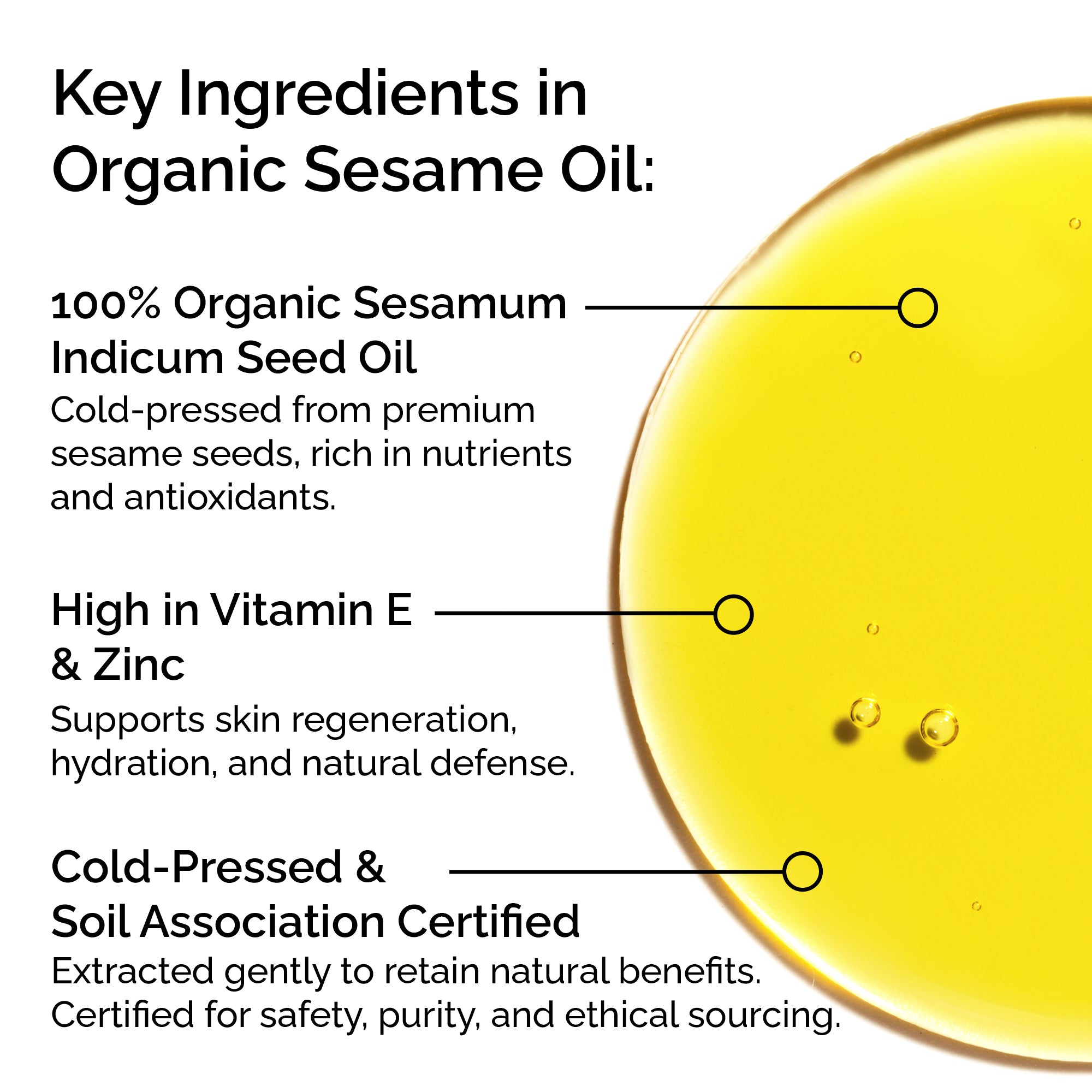 Organic Sesame Seed Oil – 100% Pure, Cold-Pressed for Face, Skin, Hair &amp; Massage