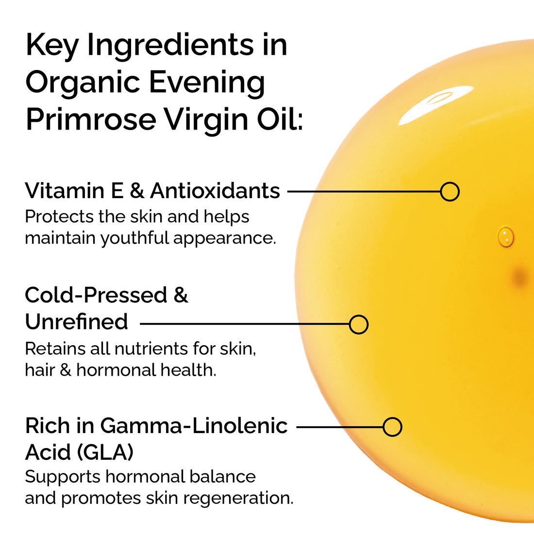 Organic Evening Primrose Oil – 100% Pure &amp; Cold-Pressed for Face, Body &amp; Hair