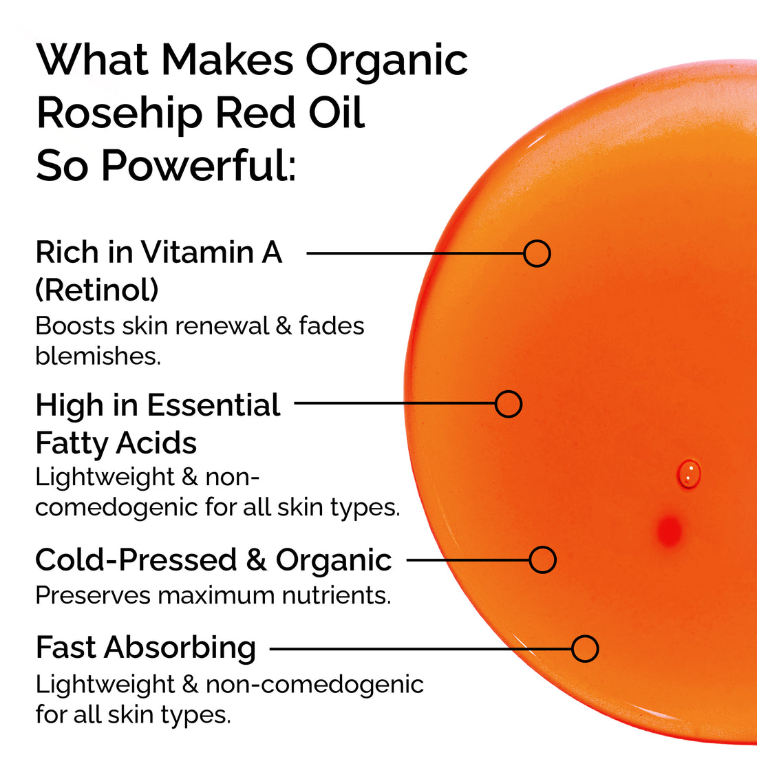 Organic Rosehip Oil – 100% Pure Cold-Pressed Plant-Based Oil for Face, Body &amp; Hair