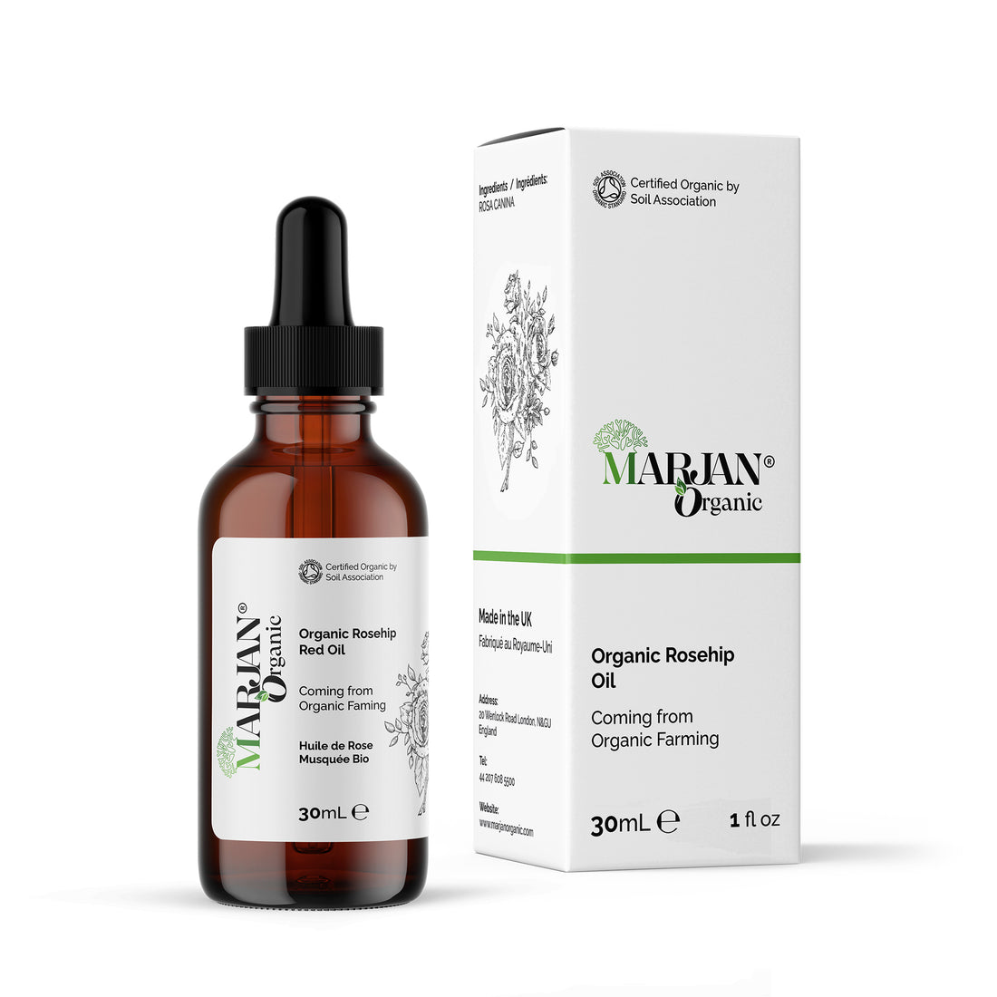 Huile de rose musquée bio – 100 % vierge, pressée à froid et certifiée par la Soil Association | Miracle éclaircissant et anti-âge
