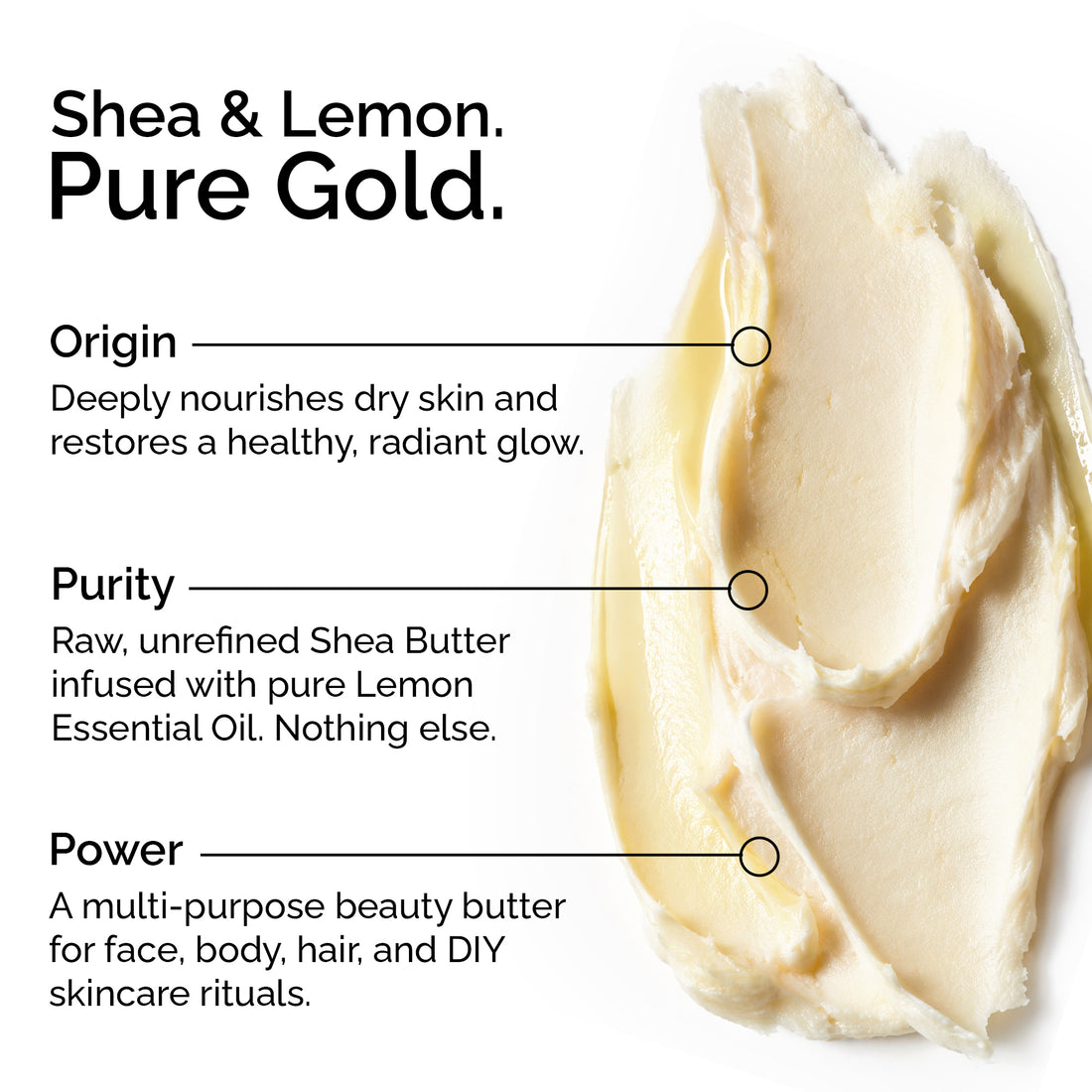 Raw Shea Butter &amp; Lemon Essential Oil Blend – Organic Unrefined Body Butter for Soft, Glowing Skin &amp; Hair Care
