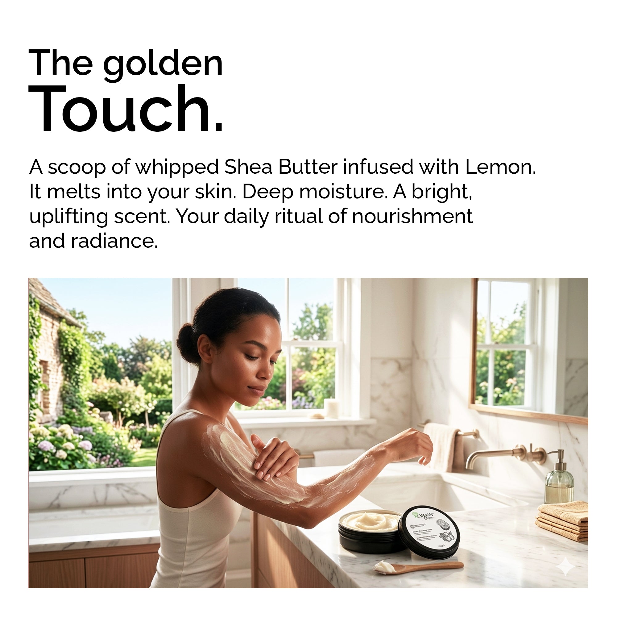 Raw Shea Butter &amp; Lemon Essential Oil Blend – Organic Unrefined Body Butter for Soft, Glowing Skin &amp; Hair Care