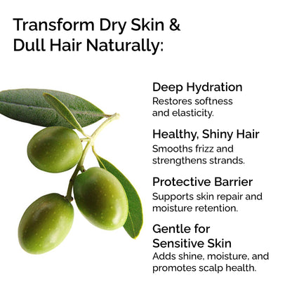 Organic Olive Oil – 100% Pure, Cold-Pressed for Skin &amp; Hair Care