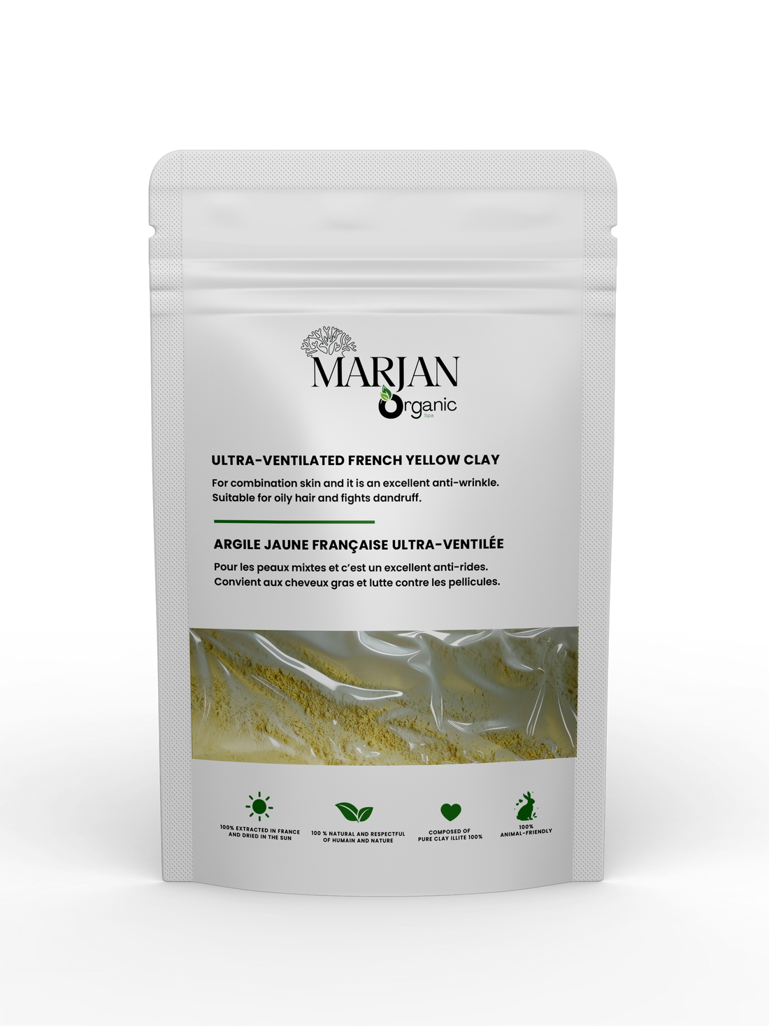 Ultra-Ventilated French Yellow Clay – Natural Face & Body Mask