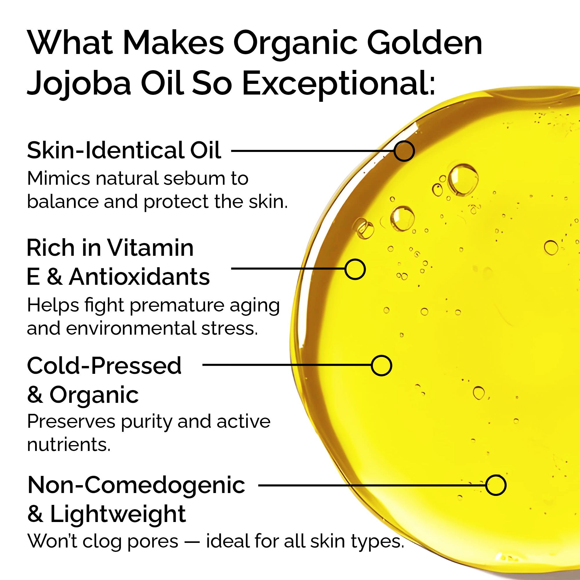 Organic Jojoba Oil – 100% Pure, For Face, Body &amp; Hair Care