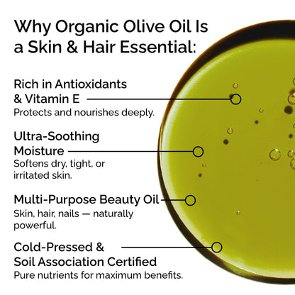 Organic Olive Oil – 100% Pure, Cold-Pressed for Skin &amp; Hair Care