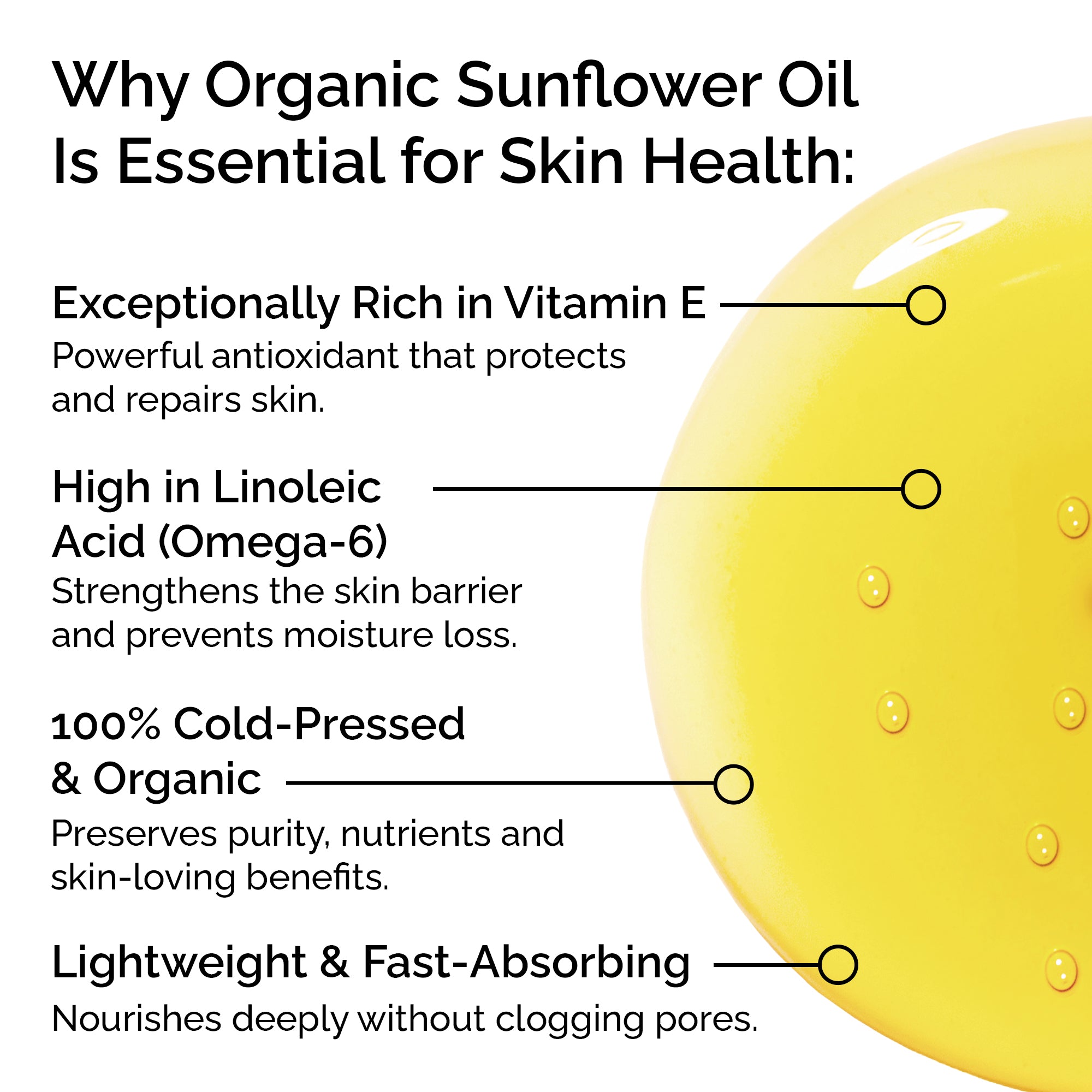 Huile de tournesol biologique – Huile 100 % naturelle et pure pour les cheveux et la peau